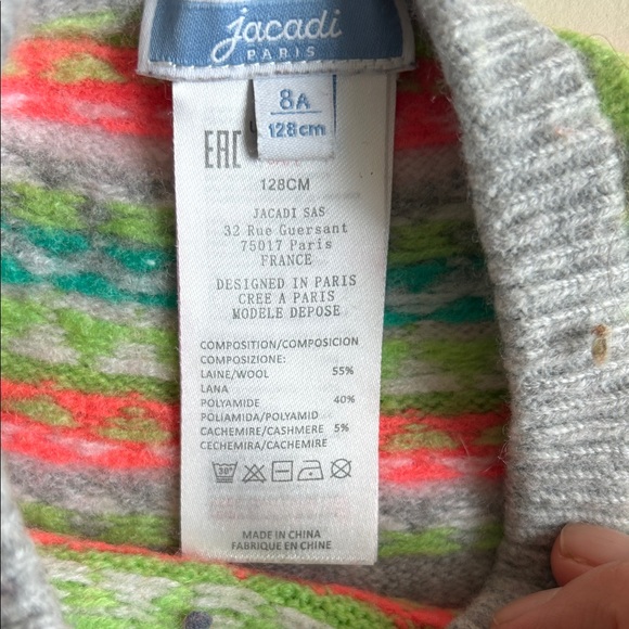 Jacadi Dark Blue Sweater with Pink and Red Heart Design and Grey Sweater - Picture 4 of 15